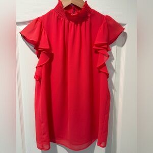 1. State Bright Pink Ruffle Sleeve Women's Top